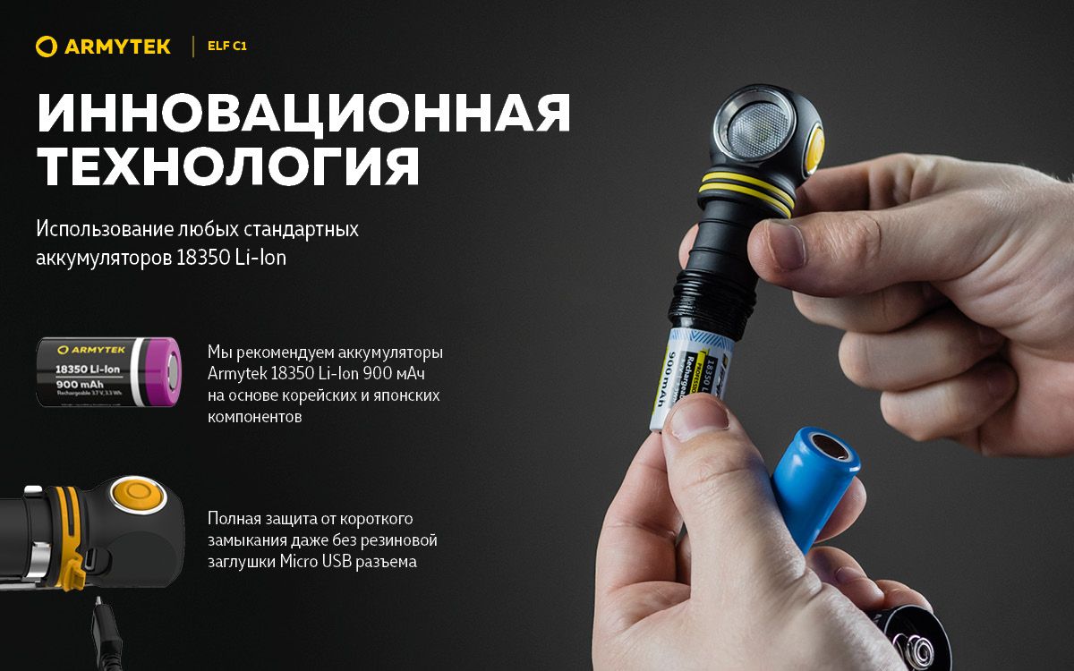 Мультифонарь светодиодный Armytek Elf C1 Micro USB F05002C, 1000 люмен, холодный свет - фото